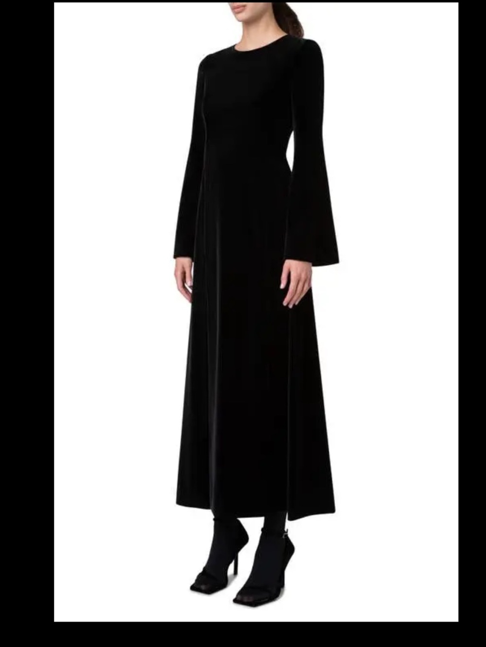 Akris Punto Black Long-Sleeve Velvet Maxi Dress